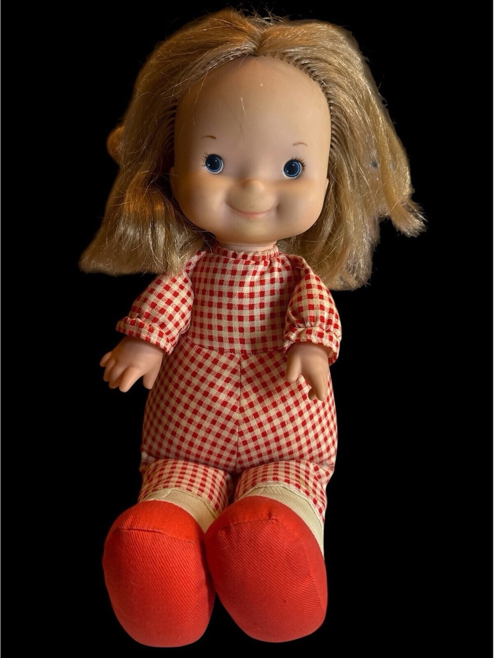Fisher Price Mary Lapsitter Doll #200 Red Gingham 13" No Apron Vintage 1973